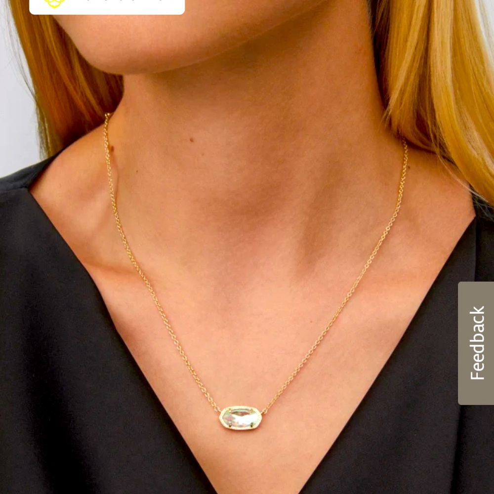 Elisa Gold Pendant Necklace in Dichroic Glass. Never worn.